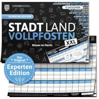 DENKRIESEN Stadt Land Vollpfosten Blue Edition - Spielblock DIN-A3 Format 50 Blatt