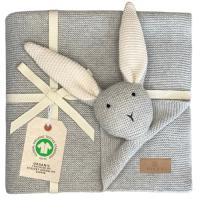 DIKOS Original 2-in-1 Babydecke & Kuscheltuch SCHMUSE-Hase (grau)