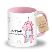 LOOXIS Personalisierte Tasse für Kinder – Einhorn, 325ml, Rosa