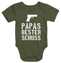 MoonWorks Papas Bester Schuß Baby Body Oliv 3-6 Monate