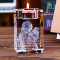 Personalisierter 3D Glas-Kerzenhalter mit Fotoeinfügung für besondere Anlässe